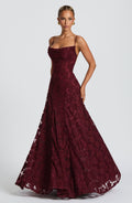 Florencia Floral Maxi Dress – Open Back, A-Line, Bow Detail