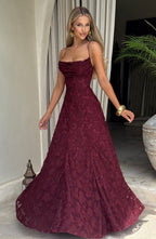 Florencia Floral Maxi Dress – Open Back, A-Line, Bow Detail