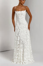Florencia Floral Maxi Dress – Open Back, A-Line, Bow Detail