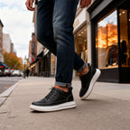 Men's Textured Leather Cushioned Sneakers
