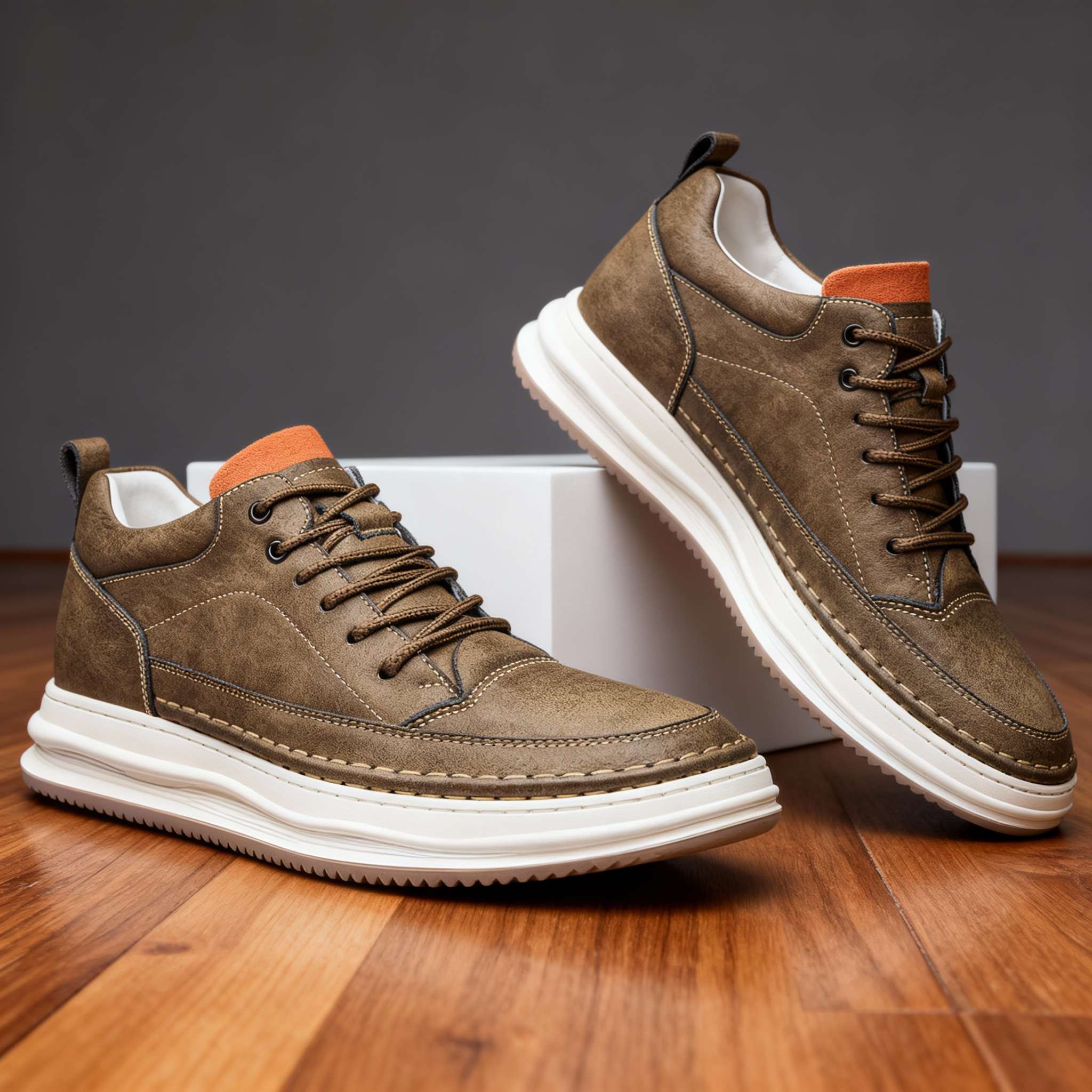 Men's Textured Leather Cushioned Sneakers