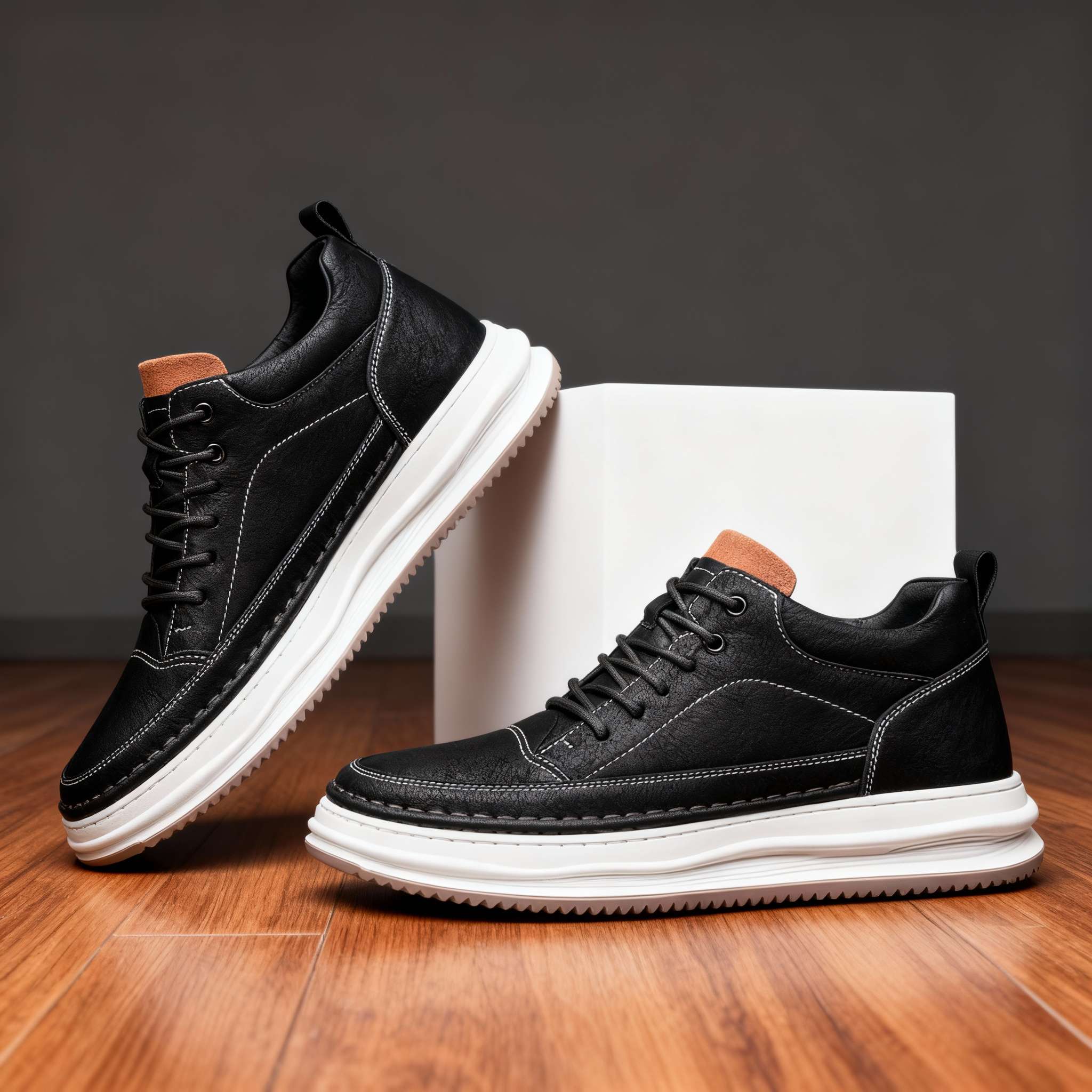 Men's Textured Leather Cushioned Sneakers
