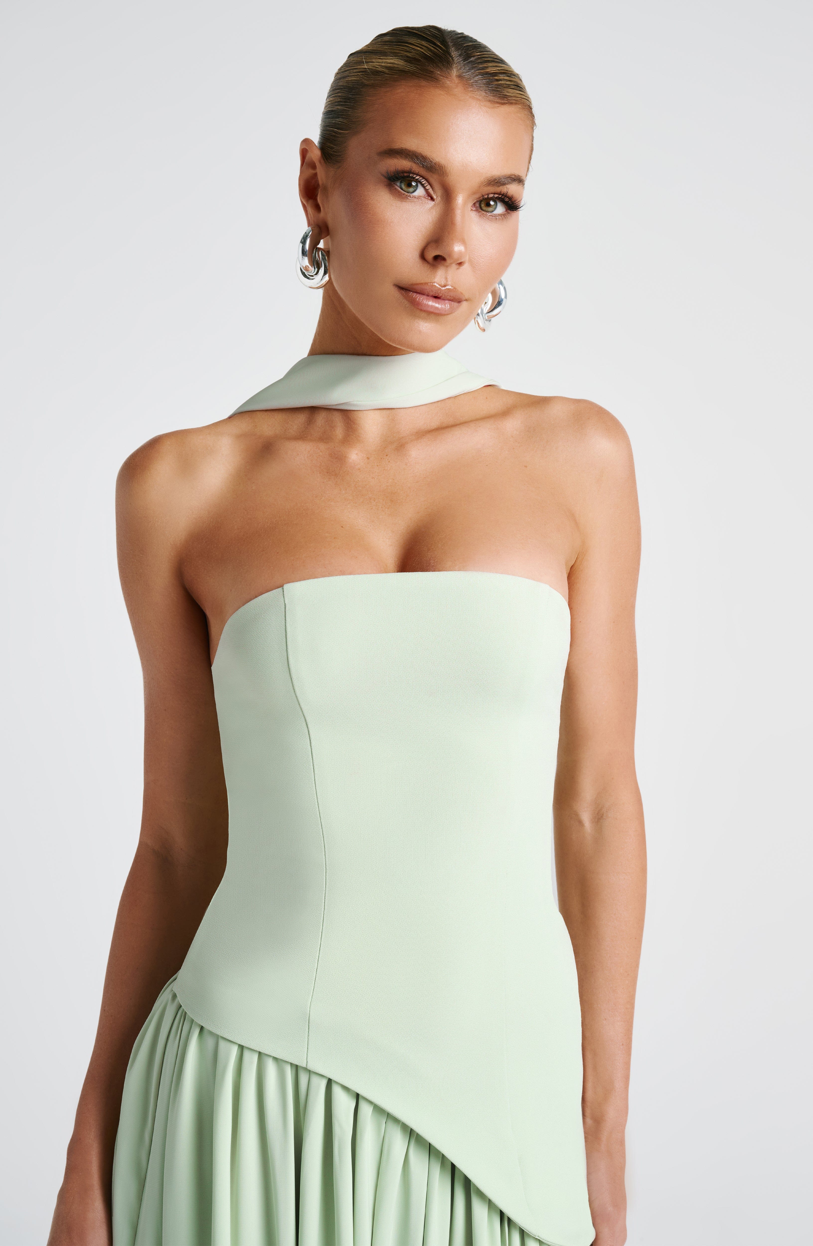 Women's Strapless Slit Maxi Dress