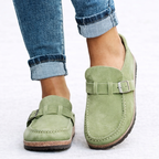 Women's Suede Buckle Strap Slip-On Loafers