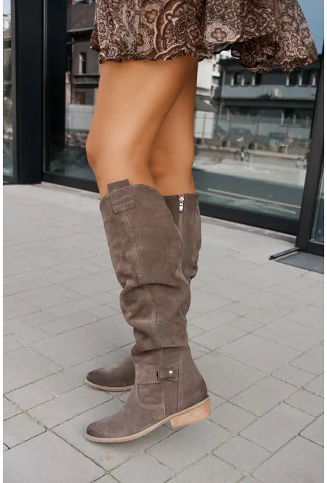 Women's Chic Suede Knee-High Boots – Pointed Toe