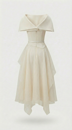 Kora Backless Cape Midi Dress