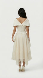 Kora Backless Cape Midi Dress