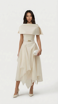 Kora Backless Cape Midi Dress