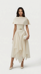 Kora Backless Cape Midi Dress