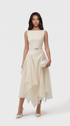 Kora Backless Cape Midi Dress