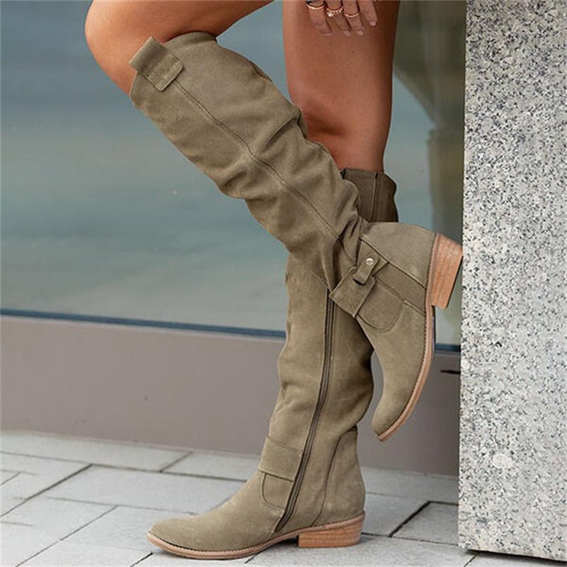 Women's Chic Suede Knee-High Boots – Pointed Toe