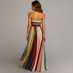 Judith Strapless Maxi Dress – Colorful Pleated, Summer