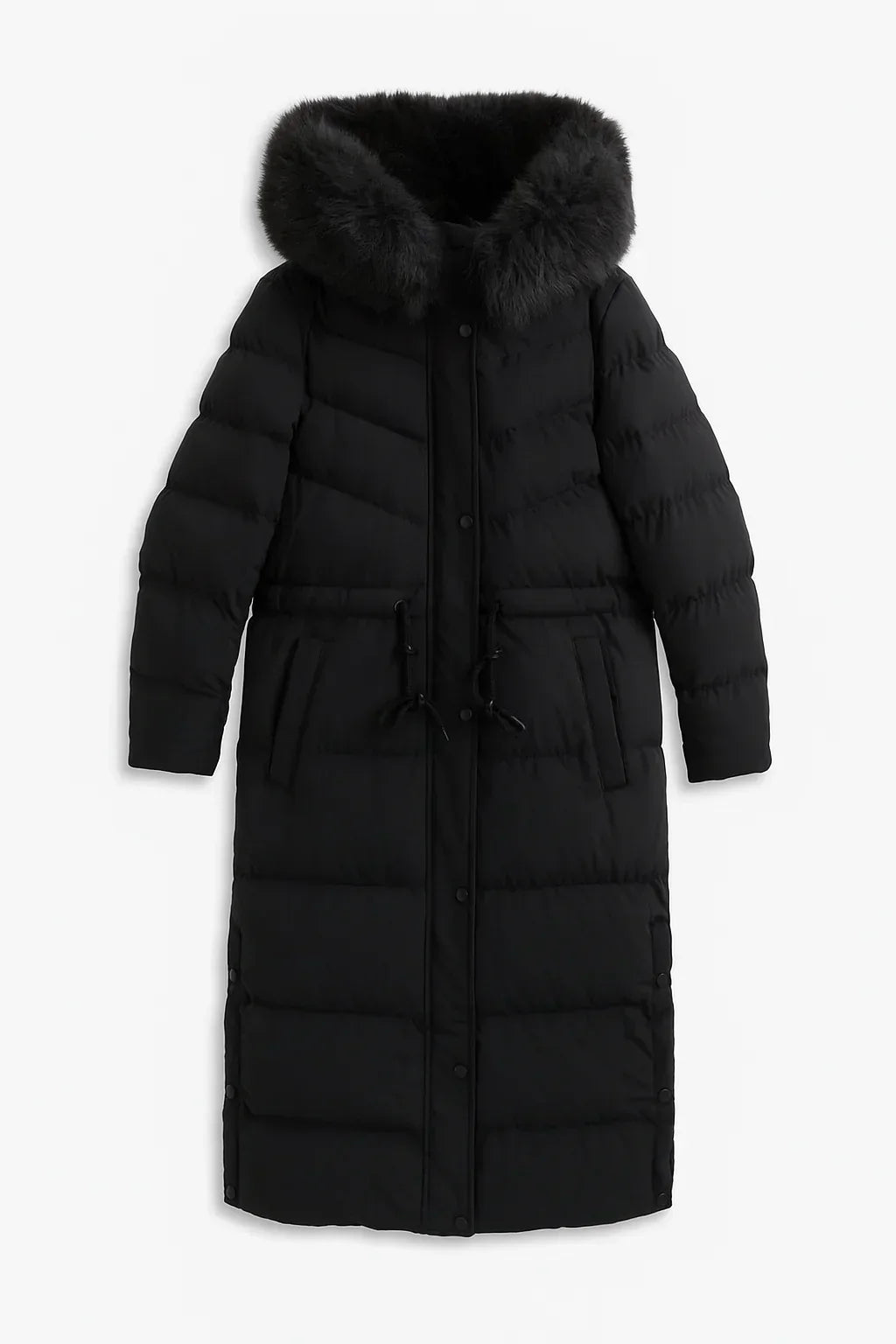 Ava | Faux Fur Hooded Longline Coat