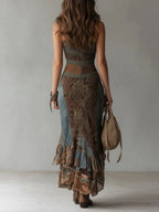 María Asymmetric Ethnic Maxi Dress