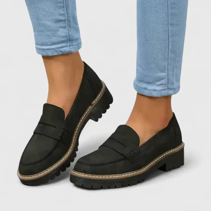 Women's Lined Loafers - Comfortable Slip-On Flat Shoes