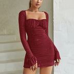 Sequined Square Neck Mini Dress