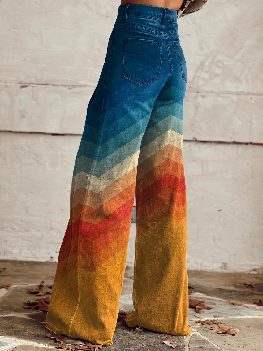 Women's Zigzag Print Loose Fit Trousers
