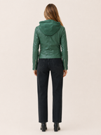 Willow | Edgy Cropped Hooded Faux Leather Jacket