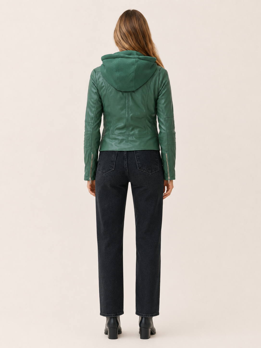 Willow | Edgy Cropped Hooded Faux Leather Jacket