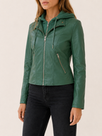 Willow | Edgy Cropped Hooded Faux Leather Jacket