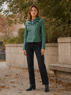 Willow | Edgy Cropped Hooded Faux Leather Jacket