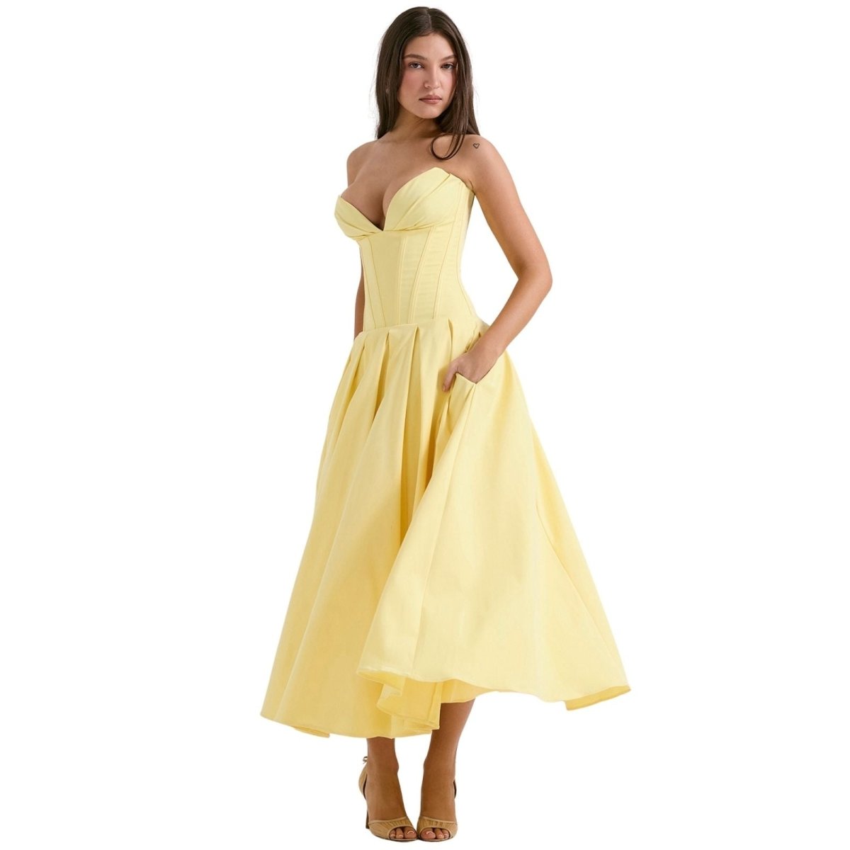 Laarni Off Shoulder Corset Midi Dress