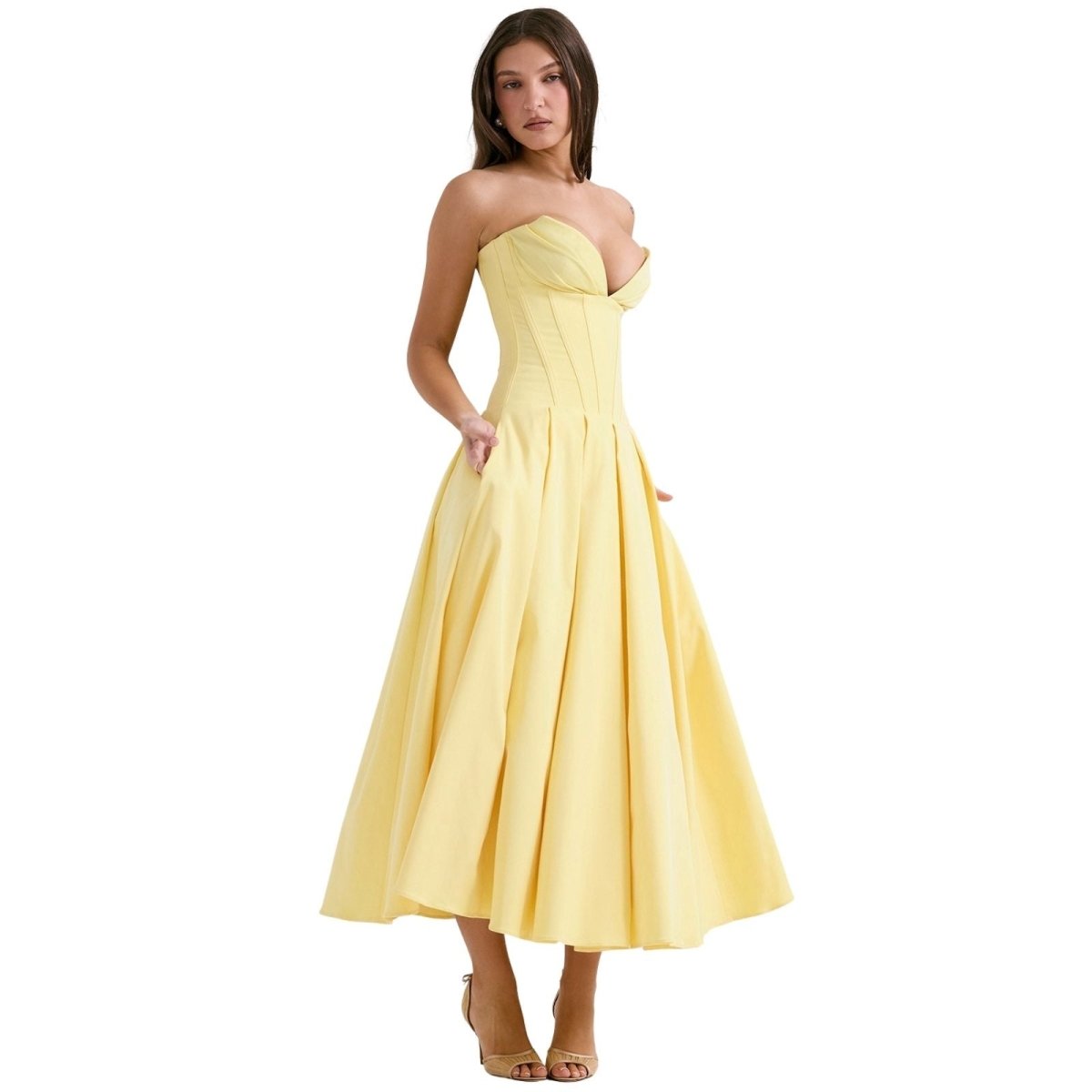 Laarni Off Shoulder Corset Midi Dress