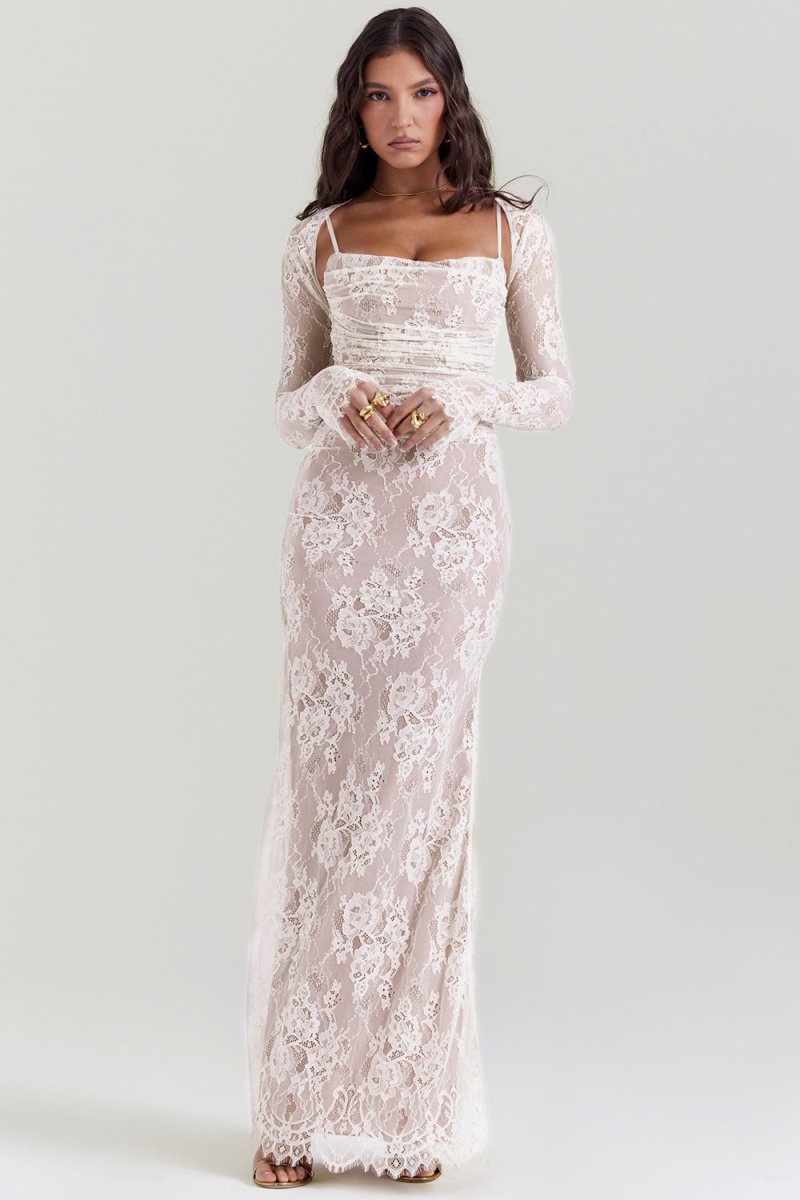 Thalassa Long Sleeve Lace Maxi Dress
