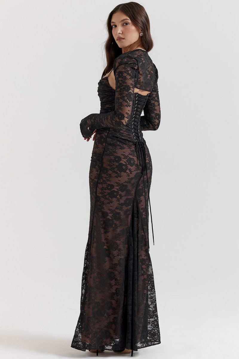 Thalassa Long Sleeve Lace Maxi Dress