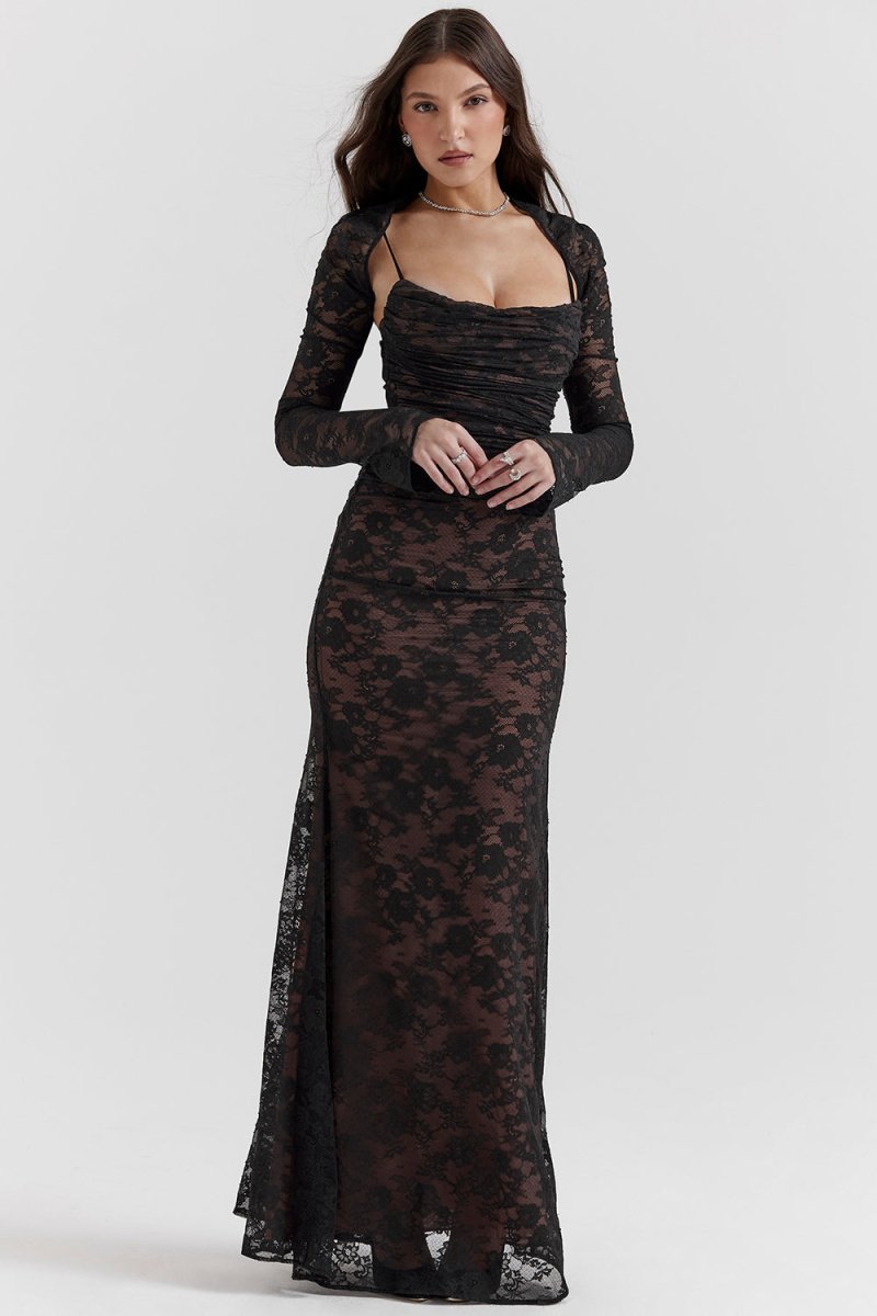 Thalassa Long Sleeve Lace Maxi Dress