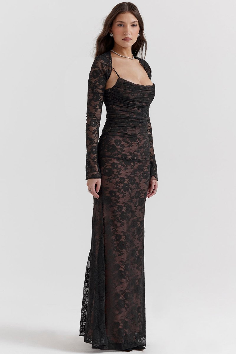 Thalassa Long Sleeve Lace Maxi Dress
