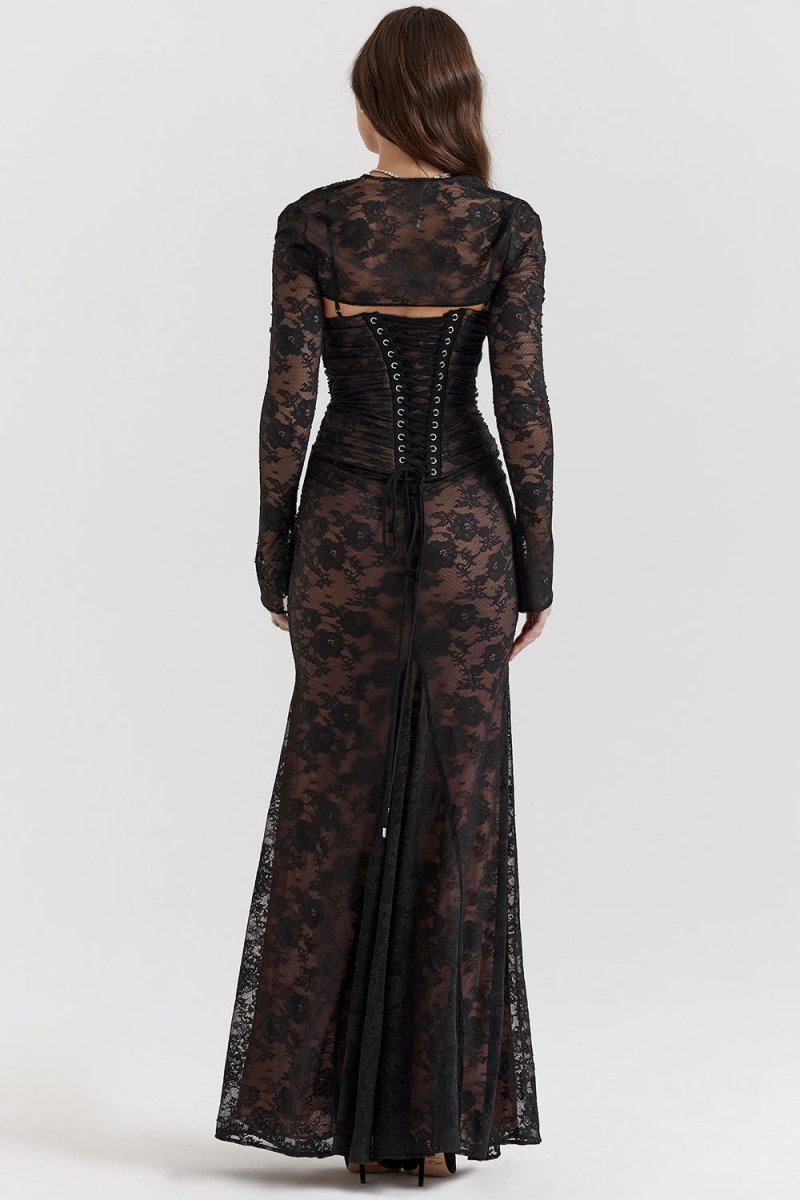 Thalassa Long Sleeve Lace Maxi Dress