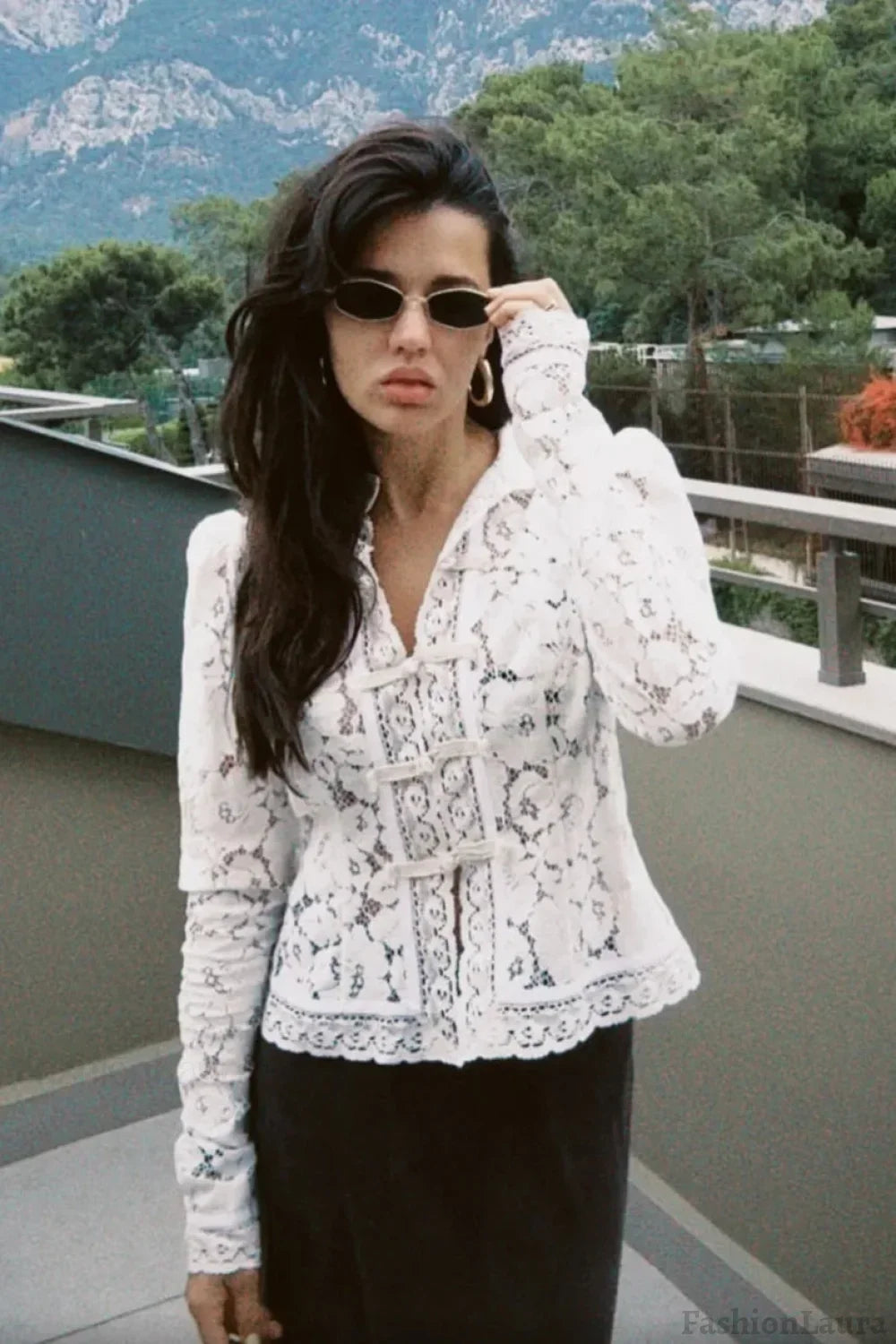 Women's Sheer Lace Open Front Cardigan