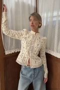 Women's Sheer Lace Open Front Cardigan