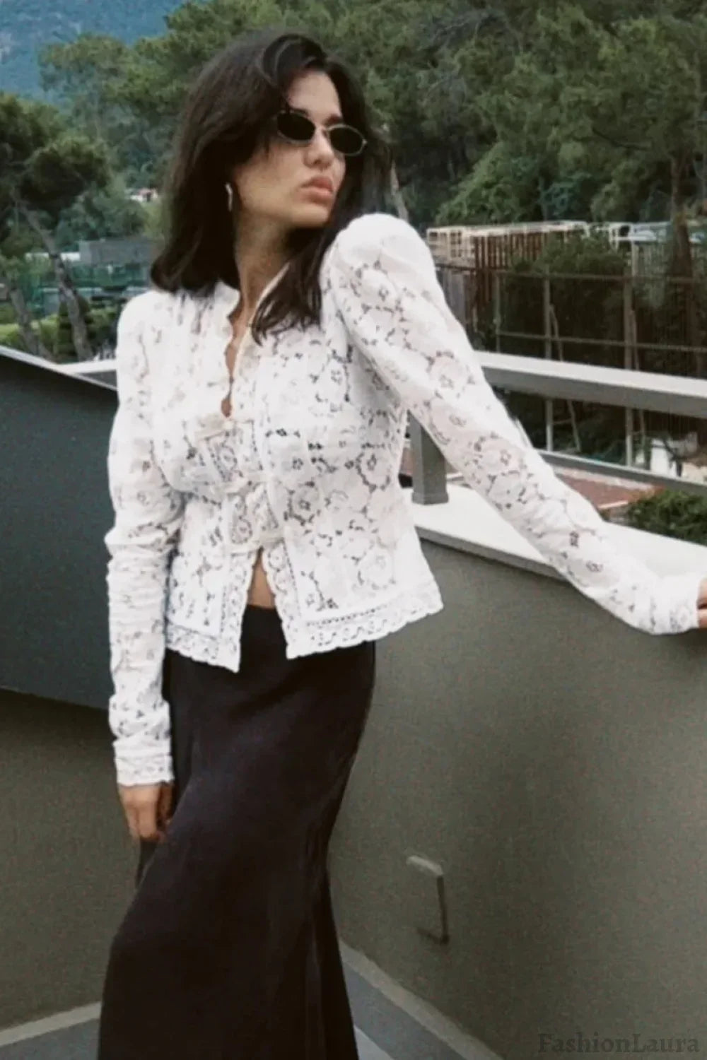 Women's Sheer Lace Open Front Cardigan