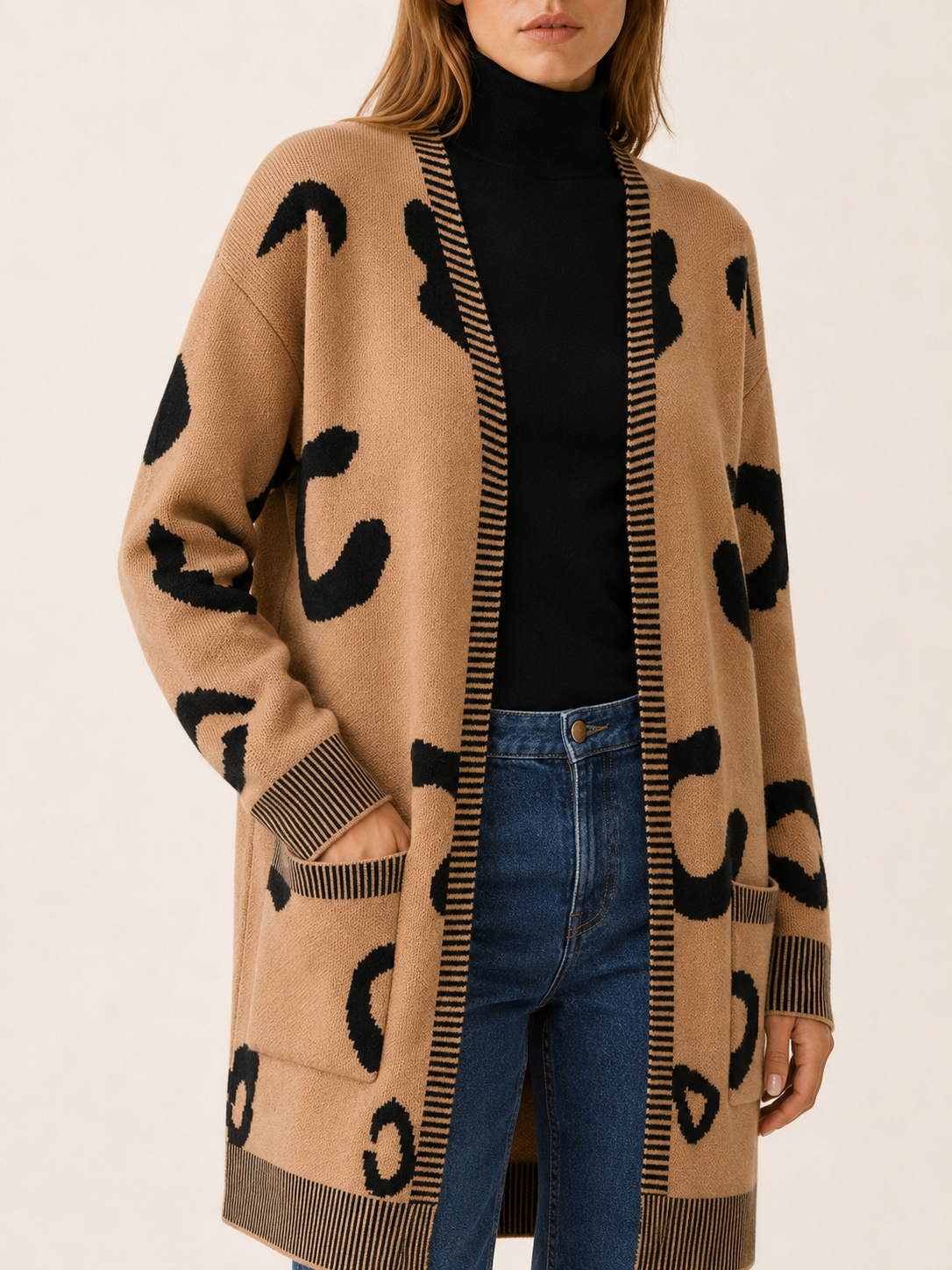 Lunara | Chic Leopard Print Pocket Cardigan