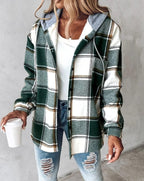 Freya | Cozy Plaid Button-Up Hoodie Jacket