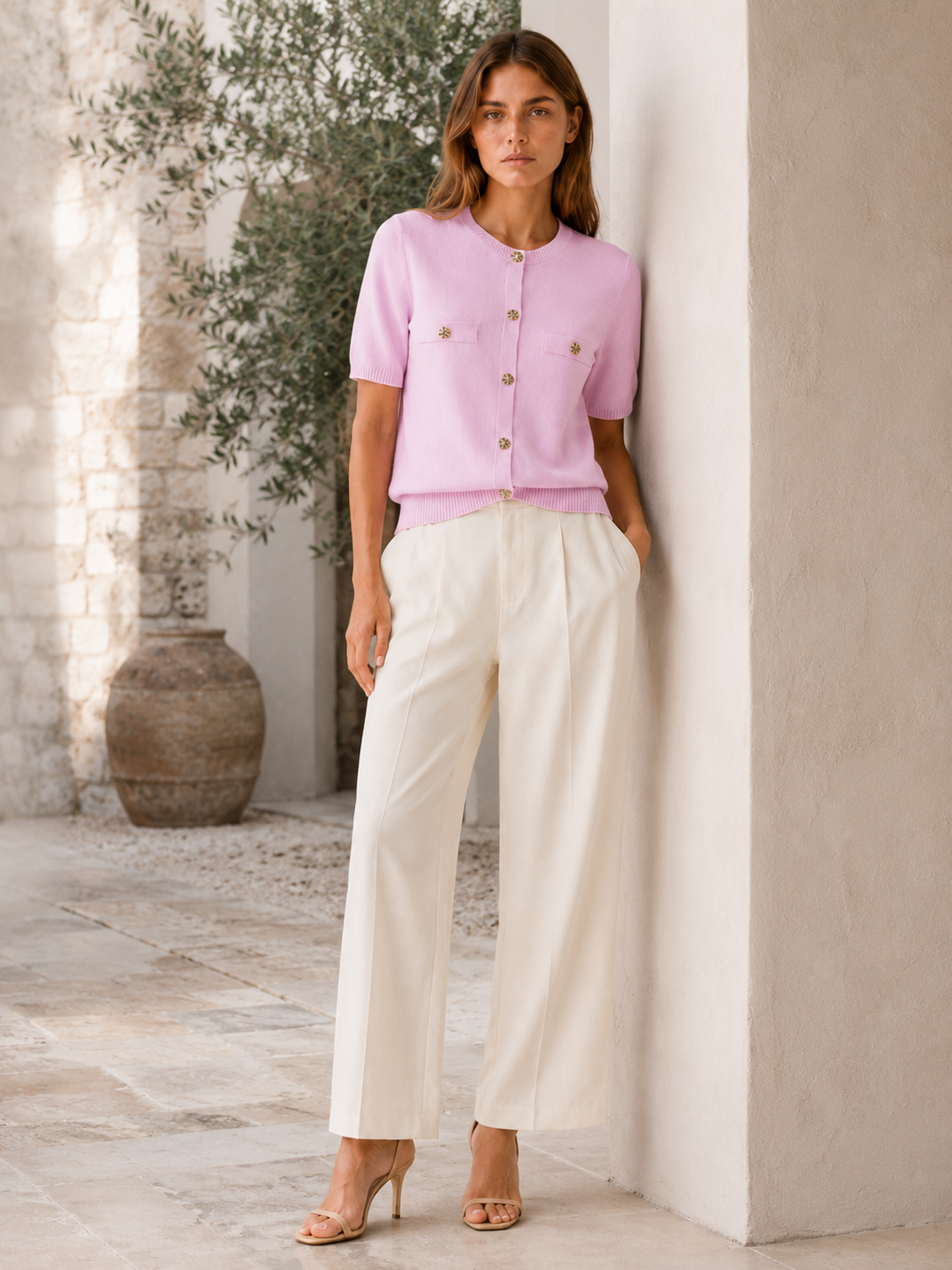 Orabelle | Soft Short Sleeve Button Cardigan