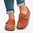 Women's Suede Buckle Strap Slip-On Loafers