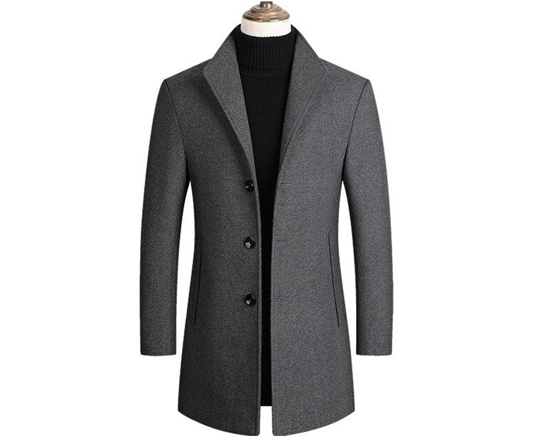 Men's Three-Button Single-Breasted Overcoat