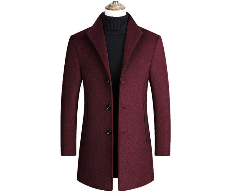 Men's Three-Button Single-Breasted Overcoat