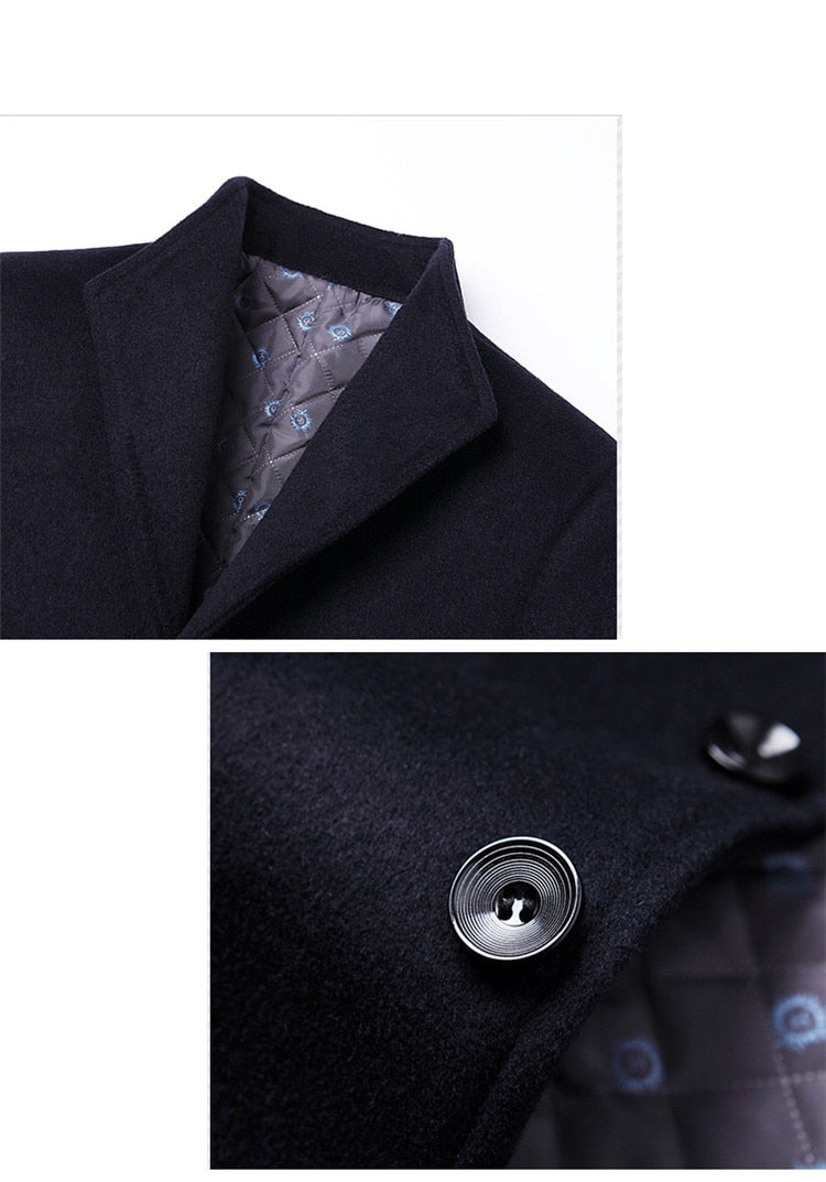 Men's Three-Button Single-Breasted Overcoat