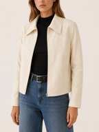Ivy | Sleek Cropped Faux Leather Biker Jacket