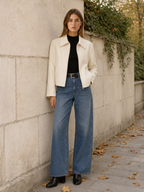 Ivy | Sleek Cropped Faux Leather Biker Jacket