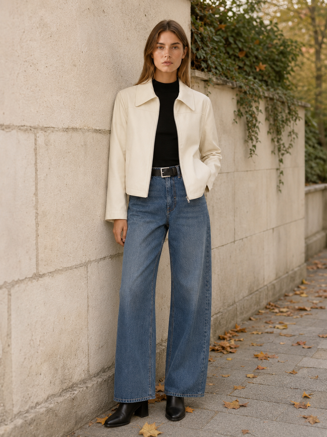 Ivy | Sleek Cropped Faux Leather Biker Jacket
