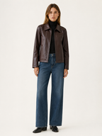 Ivy | Sleek Cropped Faux Leather Biker Jacket