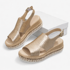 Women's Metallic Platform Wedge Sandals