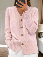 Women's Button Front Round Neck Cardigan