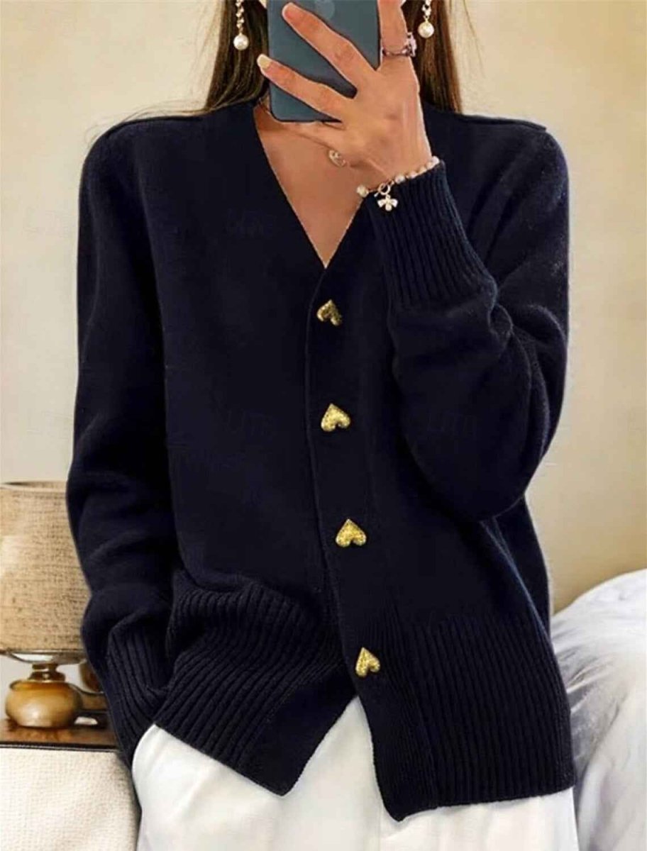 Women's Button Front Round Neck Cardigan