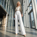 High-waisted women's trousers, flowing and elegant
